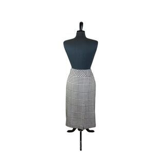 Evan Picone Houndstooth Midi Skirt Straight Pencil Black White Classic